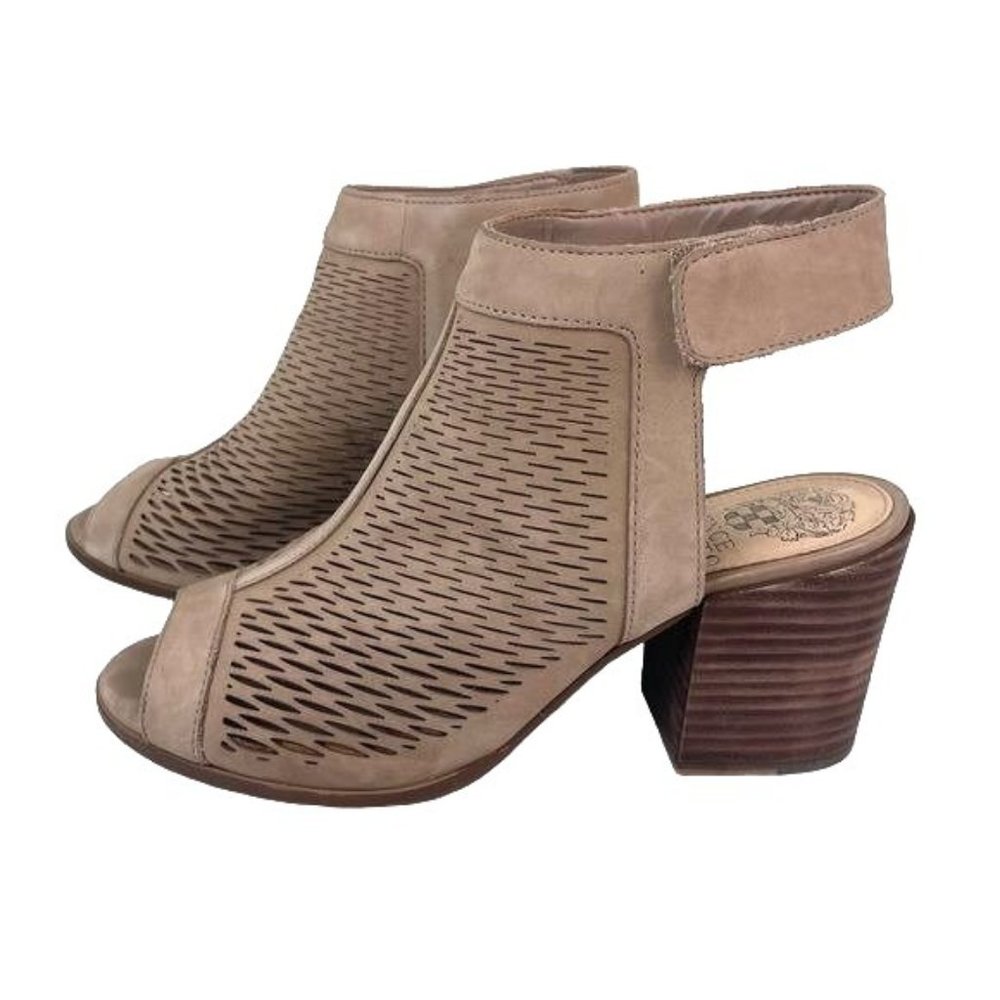 Vince Camuto Sz 7.5 Suede Cutout Ankle Wrap Heel - Picture 1 of 14